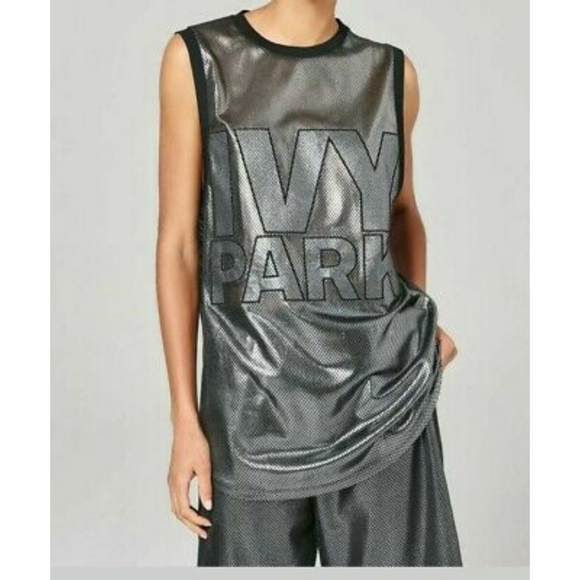 NWT IVY PARK Metallic Mesh Logo jersey - Picture 2 of 2